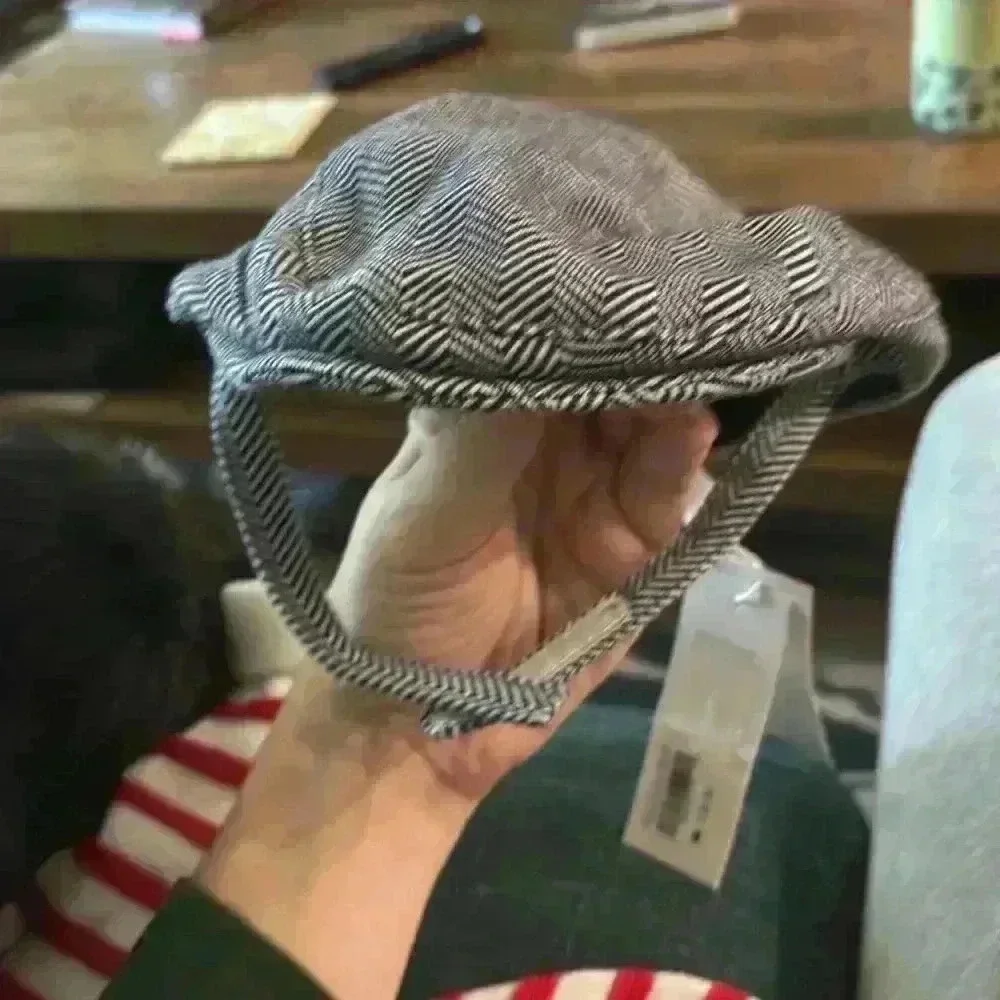 NWT Janie and jack Baby Herringbone navy Newsboy Cap